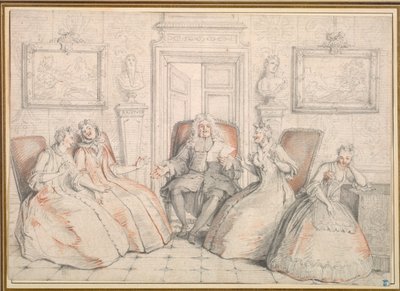 Trissotin lisant à Philaminte, Bélise et Armande (acte 3, scène 2 de "Les Femmes Savantes" de Molière) - Charles Coypel