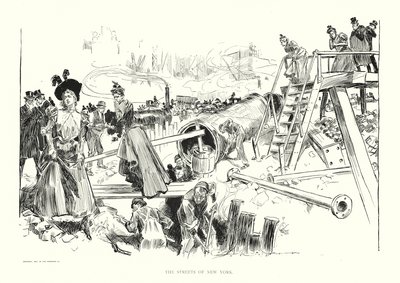Les rues de New York (lithographie) - Charles Dana Gibson