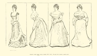 La fille qui voulait une petite taille (lithographie) - Charles Dana Gibson