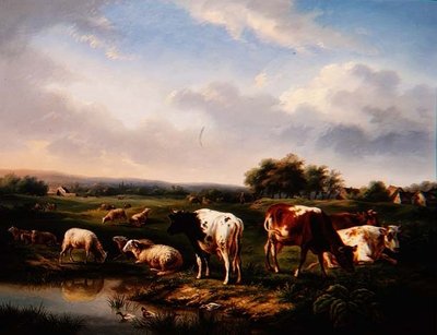 Bétail et Moutons dans un Paysage - Charles Desan