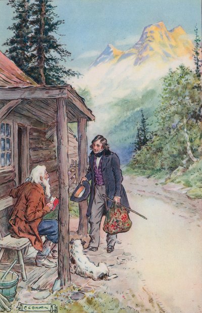 Illustration pour La Grande Face de Pierre par Nathaniel Hawthorne - Charles Edmund Brock