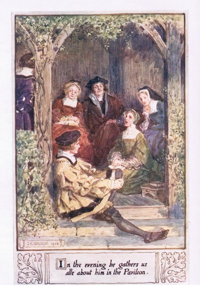 Le soir, il nous rassemble tous autour de lui dans le pavillon - Charles Edmund Brock