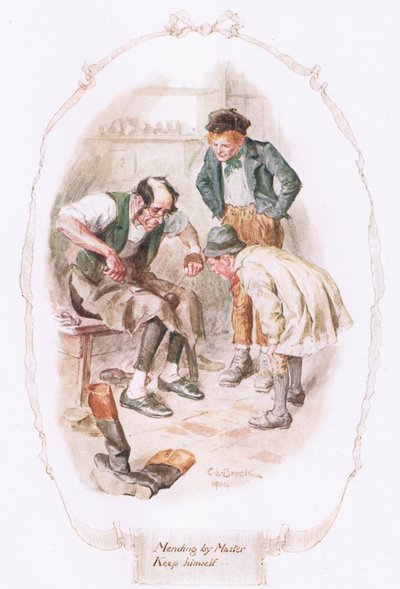 « Réparation par Maître Keep lui-même », de « Notre Village » par Mary Russell Mitford - Charles Edmund Brock