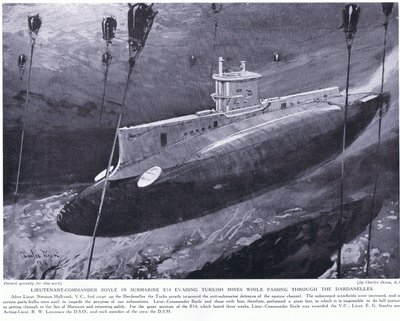 Lieutenant Commander Boyle récompensé par la VC pour avoir évité les mines turques dans son sous-marin en traversant les Dardanelles 1915 - Charles Edward Dixon
