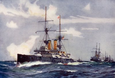 La Revanche menant la ligne de réserve, 1901 - Charles Edward Dixon