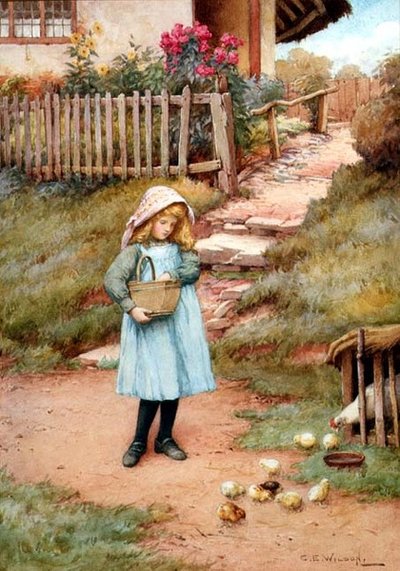 Nourrir les poussins - Charles Edward Wilson