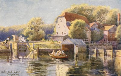Rivière Thames : Moulin et écluse Shiplake - Charles Edwin Flower