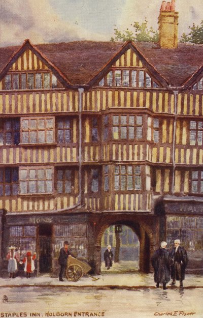 Staples Inn, entrée de Holborn, Londres - Charles Edwin Flower