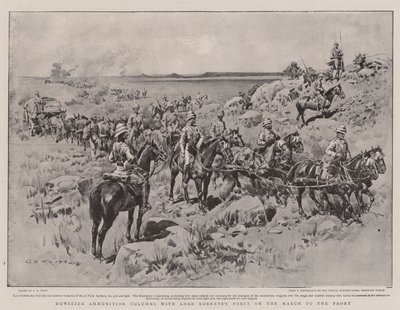 Colonnes de munitions de Howitzer avec la force de Lord Robert en marche vers le front - Charles Edwin Fripp