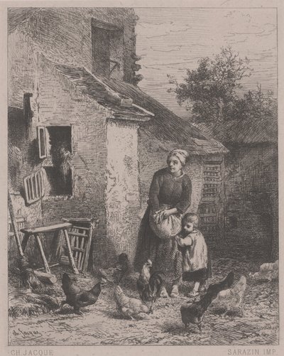 Un coin de cour - Charles Emile Jacque