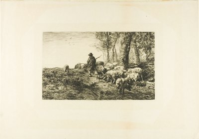 Troupeau de cochons avec porcher - Charles Emile Jacque