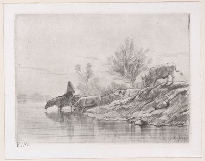 Paysage avec du bétail - Charles Emile Jacque