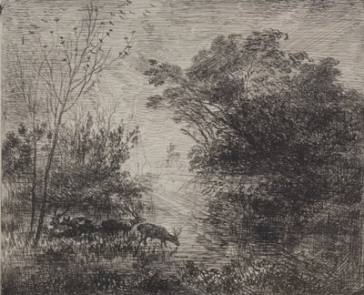 Cerfs - Charles Francois Daubigny