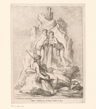 Fontaine avec deux nymphes et un dieu de la rivière - Charles Francois Hutin