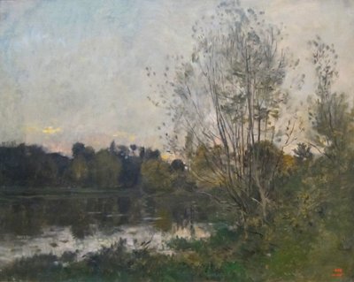 Un lac dans les bois au crépuscule - Charles Francois Daubigny