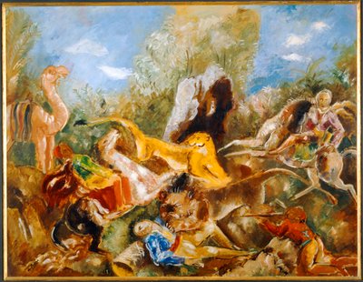 La chasse au lion - The lion-hunt … (oil on paper) - Charles Georges Dufresne