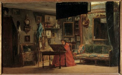 Princesse Mathilde (1820-1904) dans son atelier, rue de Courcelles Princesse Mathilde-Letizia Bonaparte devant son bureau. Peinture de Sébastien Charles Giraud (1819-1892). 19ème siècle. Dim 0,32 x 0,52 m Paris, Musée Carnavalet - Charles Giraud
