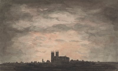 Une grande église (Abbaye de Westminster) au coucher du soleil - Charles Gore