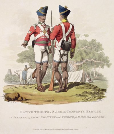 Troupes indigènes au service de la Compagnie des Indes orientales : un sergent d