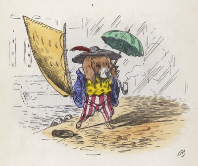 Petit Jack Tar : chien utilisant sa queue comme voile et son nez comme parapluie - Charles Henry (after) Bennett
