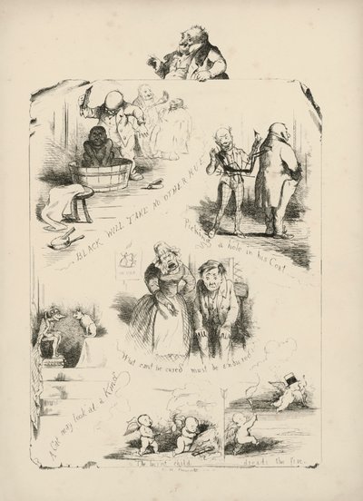 Page de Proverbes avec illustrations - Charles Henry (after) Bennett