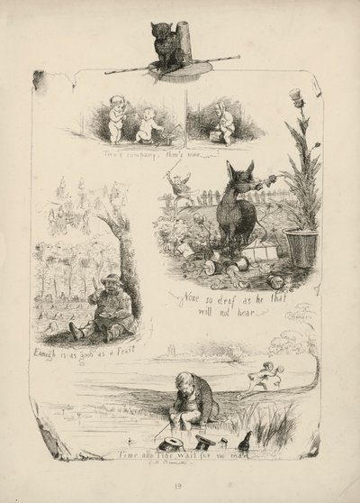 Page de Proverbes avec illustrations - Charles Henry (after) Bennett
