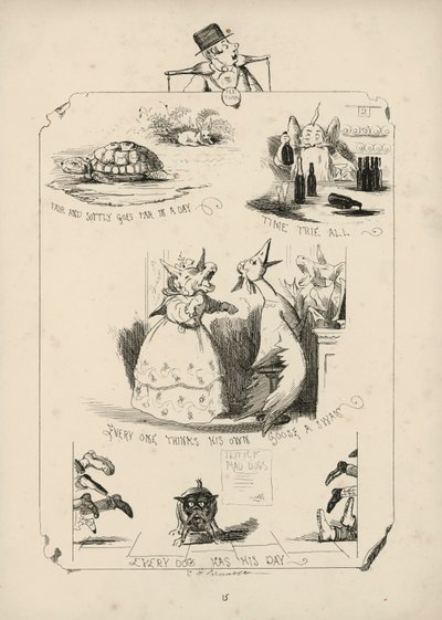 Page de Proverbes avec illustrations - Charles Henry (after) Bennett