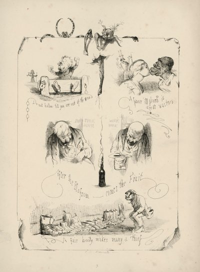 Page de Proverbes avec illustrations - Charles Henry (after) Bennett
