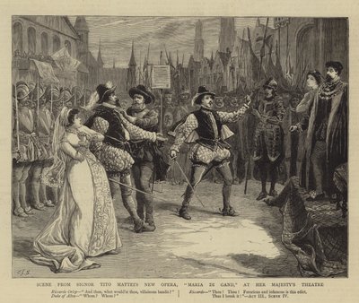 Scène de la nouvelle opéra de Signor Tito Mattei, Maria Di Gand, au théâtre de Sa Majesté - Charles J. Staniland