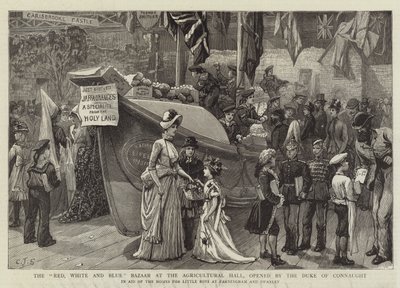 Le bazar rouge, blanc et bleu au Hall agricole, ouvert par le duc de Connaught - Charles J. Staniland