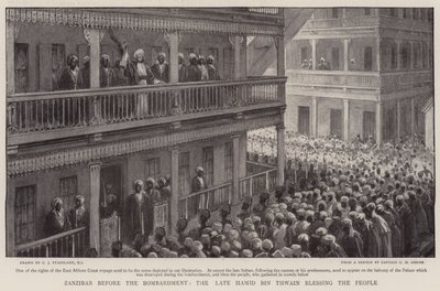 Zanzibar avant le bombardement, le défunt Hamid Bin Thwain bénissant le peuple - Charles J. Staniland