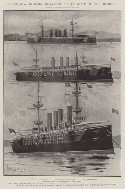 Marins comme décoration de couronnement, un dispositif vivant sur le HMS Terrible - Charles John de Lacy
