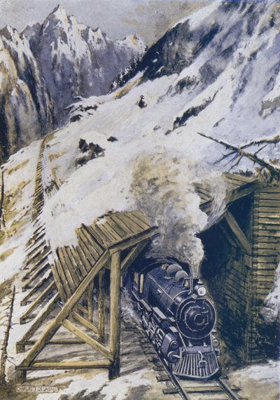 Comment les trains sont protégés des avalanches - Charles John de after Lacy