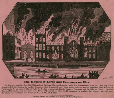 Les Chambres des Lords et des Communes en feu, 16 octobre 1834 - Charles Keene