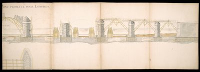 Conceptions du pont projeté sur la Tamise à Londres, BL Maps C.49.e.76 - Charles Labelye