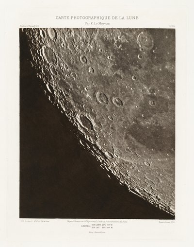 Carte photographique de la lune, planche XII.A (Photographic Chart of the Moon, plate XII.A),October 11 - Charles le Morvan