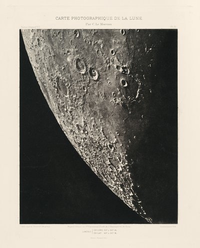 Carte photographique de la lune, planche XI (Photographic Chart of the Moon, plate XI),April 18 - Charles le Morvan