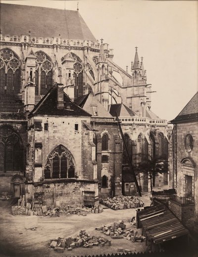 Chevet de la cathédrale de Troyes en restauration, France - Charles Marville