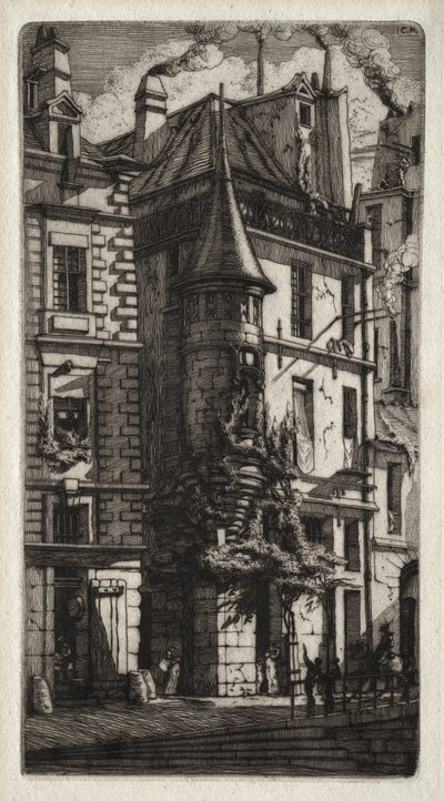 Eaux-fortes de Paris : Maison avec une tourelle, rue des Tisserands - Charles Meryon