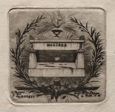 Eaux-fortes de Paris : Tombe de Molière au cimetière du Père Lachaise - Charles Meryon