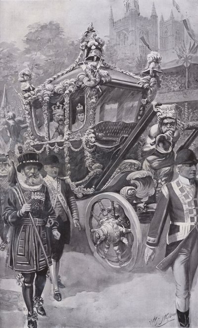 Le roi Édouard VII et la reine Alexandra dans le carrosse d