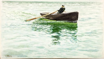 Homme ramant une barque - Charles Napier Hemy