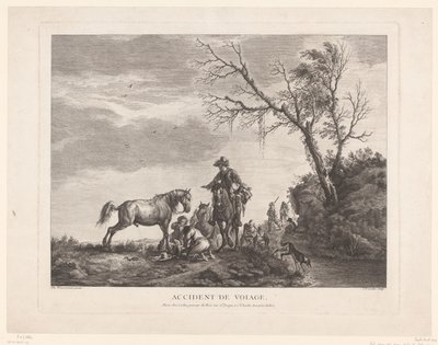 Voyageurs pendant une pause Accident de voyage - Charles Nicolas Cochin (II)