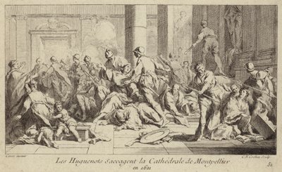 Les Huguenots pillant la cathédrale de Montpellier, France, 1621 - Charles Nicolas II Cochin