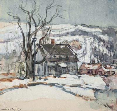 Maison et arbre en hiver - Charles P. Reiffel