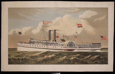 Vapeur à aubes américain City of Worcester Norwich Line pour Boston via New London et Norwich - Charles Parsons
