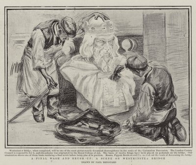 Un dernier lavage et brossage, une scène sur le pont de Westminster - Charles Paul Renouard