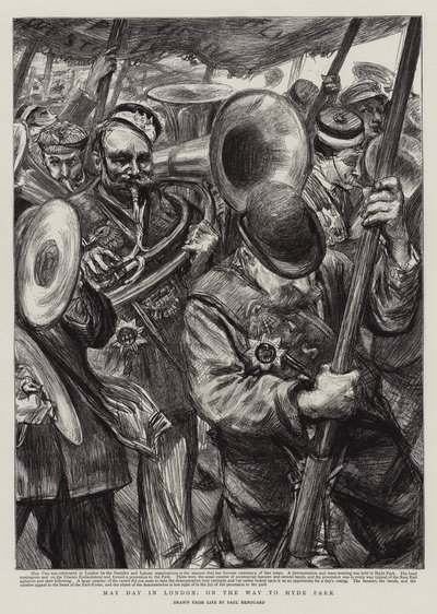 Fête du 1er mai à Londres, en route vers Hyde Park - Charles Paul Renouard