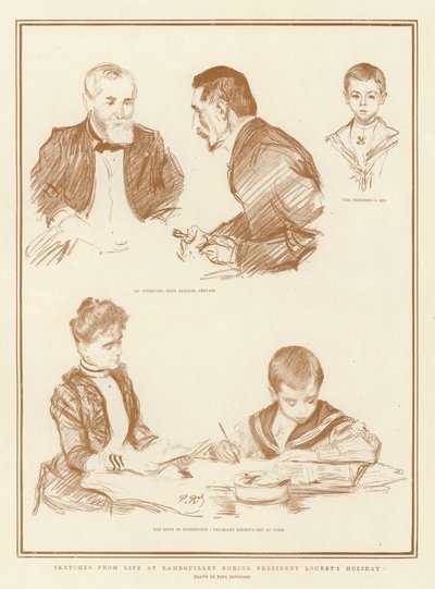 Croquis de la vie à Rambouillet pendant les vacances du Président Loubet - Charles Paul Renouard