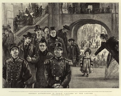 Dimanche après-midi à Paris, visiteurs au Louvre - Charles Paul Renouard
